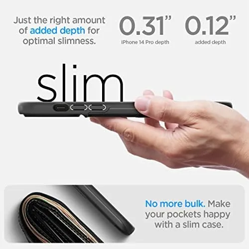 The Spigen Slim Armor CS Designed for iPhone 14 Pro Case compared in context