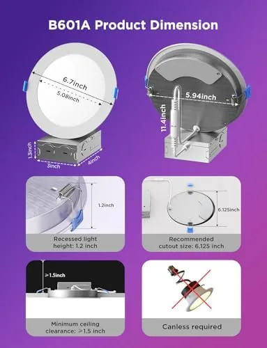 Close look at the Govee Smart Recessed Lighting 6 Inch, LED Downlight 1100 Lumen build quality