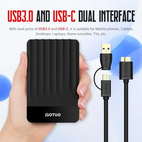 Close look at the YOTUO 500GB External Hard Drive, Portable Storage Expansion HDD, USB build quality