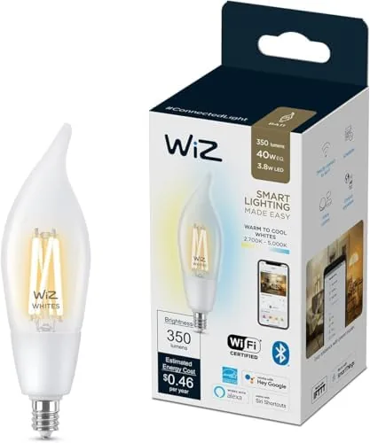 WiZ Clear 40W BA11 Tunable White Filament LED Smart Candle-Shaped Bulb - Pack of Review: Tested and Rated