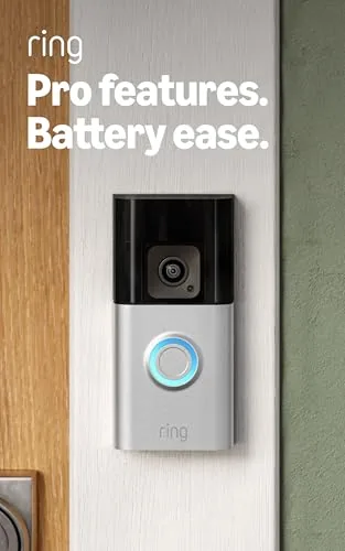 Ring Battery Doorbell Pro mounted beside a front door