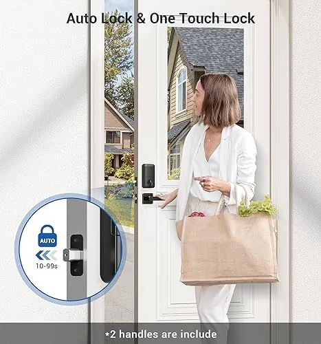 The Veise KS02D Fingerprint Front Door Lock with Handle Set, Oil in real use