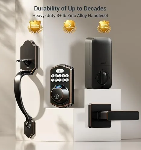 The Veise KS02D Fingerprint Front Door Lock with Handle Set, Oil compared in context