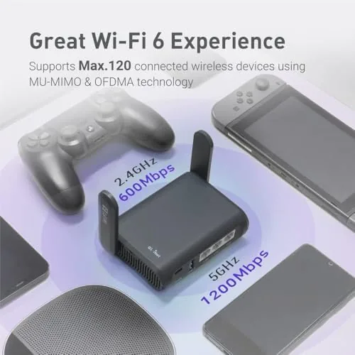The GL.iNet GL-AXT1800 Slate AX Pocket-Sized Wi-Fi 6 Travel Router with compared in context