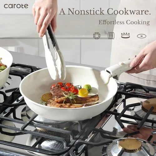 Stockpot full of water being carried with the detachable handle attached