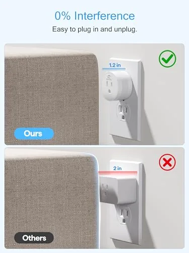 Close up of one smart plug with the status light showing a WiFi connection