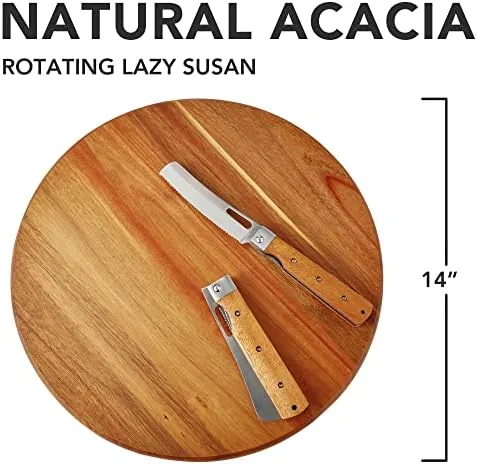 Lazy susan loaded with condiment bottles and spice jars on a shelf