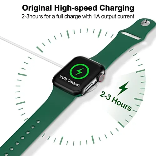 Apple Watch charging on a nightstand using the magnetic cable