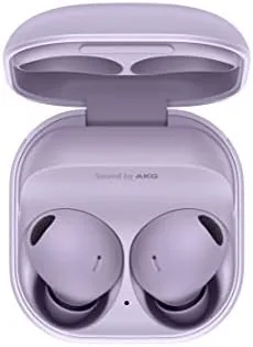 Samsung Galaxy Buds 2 Pro in Bora Purple with the charging case