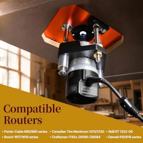The O'SKOOL Router Lift System, 3-1/2" Router Motor Fit, Aluminum Plate compared in context