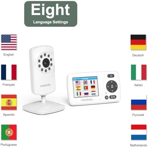 Detail shot of the HelloBaby HB30 Video Baby Monitor with Digital Camera and Audio features
