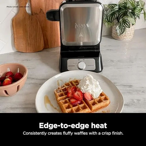 The waffle maker next to a classic flip iron for comparison