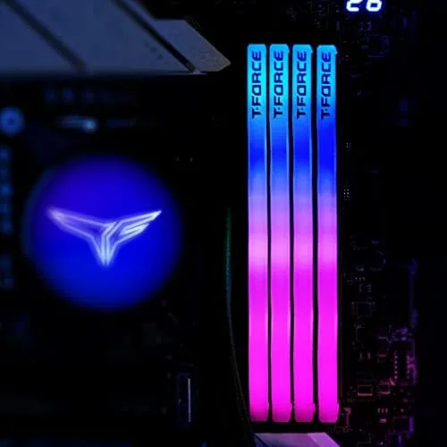 Delta RGB kit next to a plain budget DDR5 kit for comparison