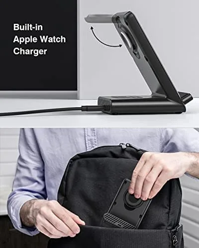 The Wireless Charging Station,3 in 1 Charging Stand for Apple Multiple in real use