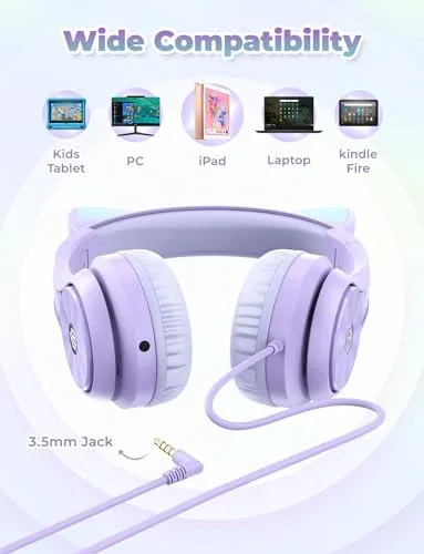 The iClever HS20 Kids Headphones for Toddler Girls, Cat Ear LED compared in context