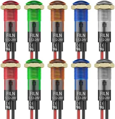 Overview of the 10PCS 8mm 5/16" Small 12V LED Indicator Lights IP67 Waterproof