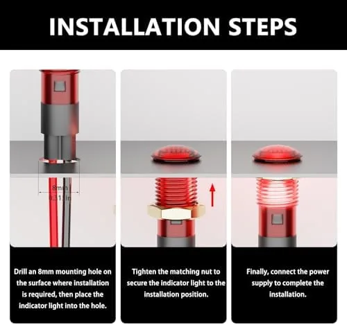 Detail shot of the 10PCS 8mm 5/16" Small 12V LED Indicator Lights IP67 Waterproof features