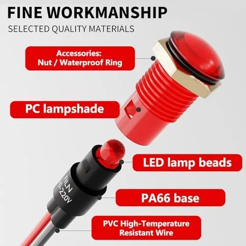 The 10PCS 8mm 5/16" Small 12V LED Indicator Lights IP67 Waterproof in real use
