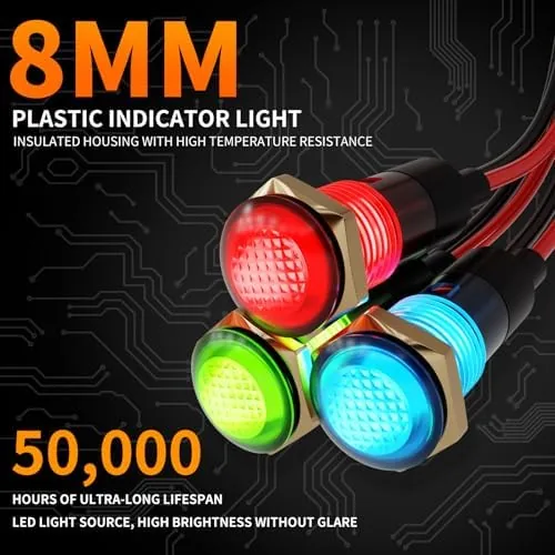 The 10PCS 8mm 5/16" Small 12V LED Indicator Lights IP67 Waterproof compared in context