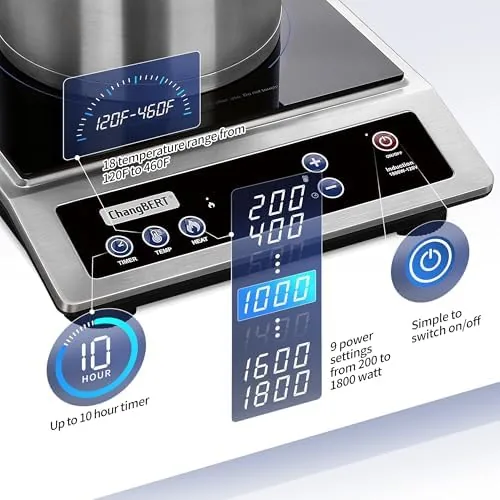 Close look at the ChangBERT Induction Cooktop, Commercial Grade Portable Cooker, Large 8" Heating build quality