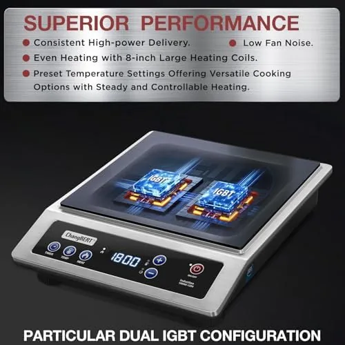 The ChangBERT Induction Cooktop, Commercial Grade Portable Cooker, Large 8" Heating in real use