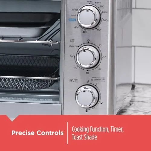Toast browning evenly inside the BLACK+DECKER toaster oven