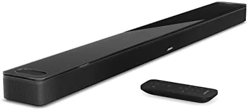 Close up of the Bose Smart Ultra soundbar grille and the fabric Bass Module 700