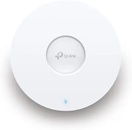The Omada EAP653 mounted flat against a white interior wall