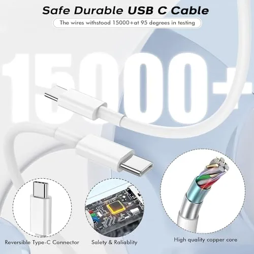 The Fast USB C Charger Block,3Pack Long 6FT USBC to USBC compared in context