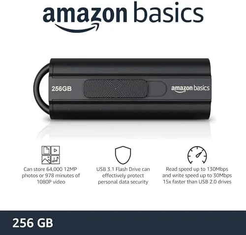 Close look at the Amazon Basics 256 GB Ultra Fast USB 3.1 Flash Drive build quality