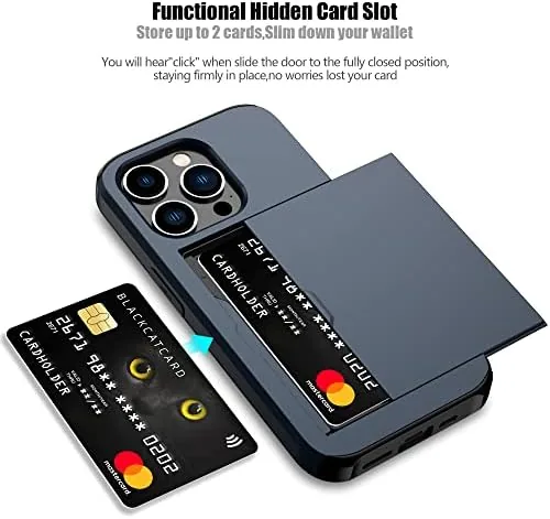 Close look at the Nvollnoe for iPhone 14 Pro Case with Card Holder Blue build quality
