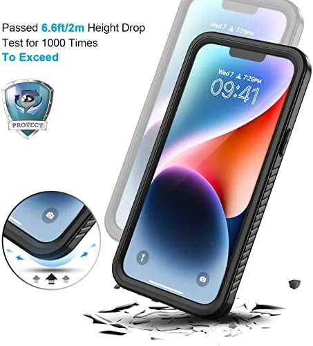 Another view of the Lanhiem for iPhone 14 Case, IP68 Waterproof Dustproof with Built-in