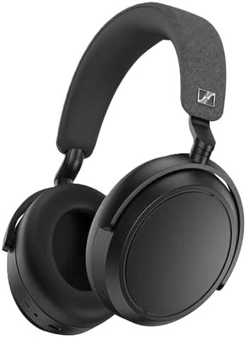 Side view of the Sennheiser Momentum 4 Wireless headphones in black
