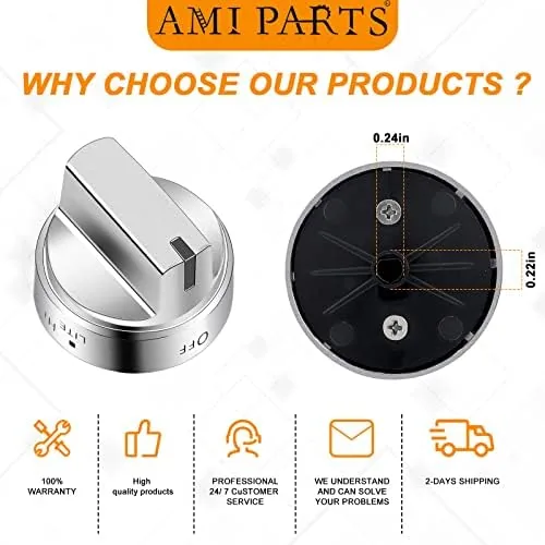 The AMI knob installed on a GE JGBS range cooktop