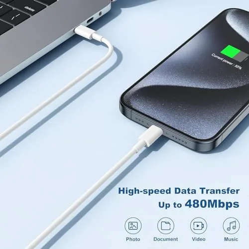 The 10FT Fast Charging Cord for iPhone 17 16e 15,3Pack Extra in real use