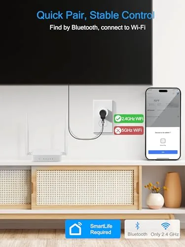 EIGHTREE app showing two plugs with schedules and a power toggle