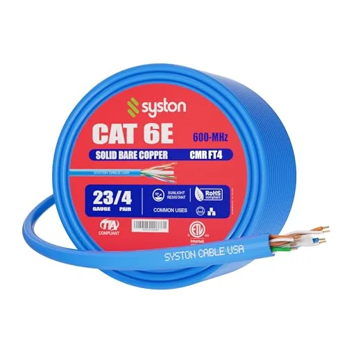 Cat 6E Ethernet Network Cable - 50 FT，600MHz 23AWG Solid Bare Copper Wire Outdoor/Indoor Review: Tested and Rated