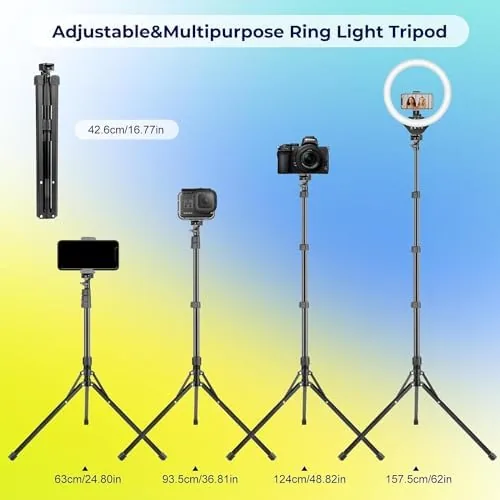 Another view of the Aureday 14'' Selfie Ring Light with 62'' Tripod Stand and