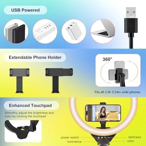 The Aureday 14'' Selfie Ring Light with 62'' Tripod Stand and compared in context