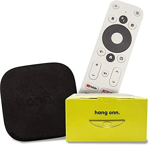 The ONN Android TV 4K UHD Streaming Device with Voice Remote in real use