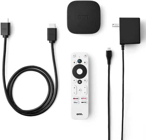 Another view of the ONN Android TV 4K UHD Streaming Device with Voice Remote