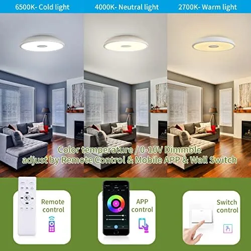 Another view of the Smart Waterproof LED Flush Mount Ceiling Light Fixture,11 inch 18W,with