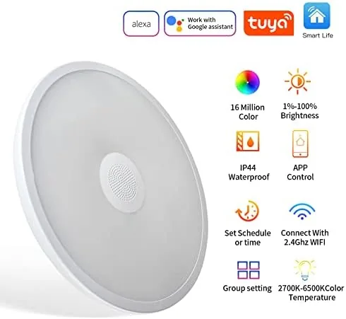 The Smart Waterproof LED Flush Mount Ceiling Light Fixture,11 inch 18W,with compared in context