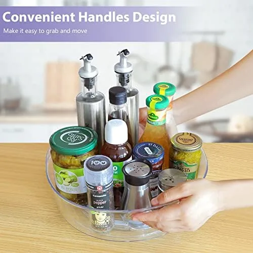 The Guzon turntable in a refrigerator holding condiment jars