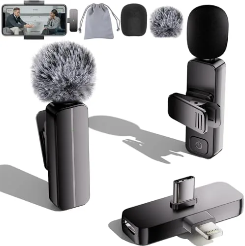 Overview of the 2-Pack Wireless Mini Lavalier Lapel Microphone for iPhone, Android(2 in