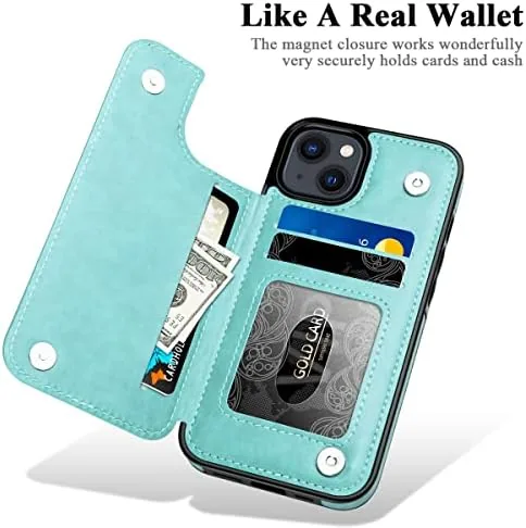 Close look at the MMHUO for iPhone 14 Case with Card Holder, Flower Magnetic build quality