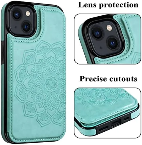 Another view of the MMHUO for iPhone 14 Case with Card Holder, Flower Magnetic
