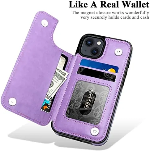 Close look at the MMHUO for iPhone 14 Case with Card Holder, Flower Magnetic build quality