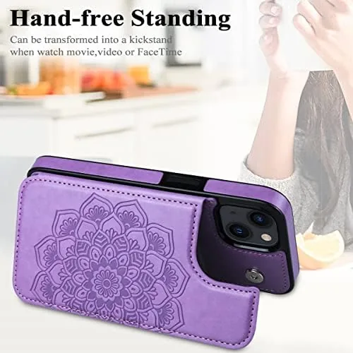 The MMHUO for iPhone 14 Case with Card Holder, Flower Magnetic in real use