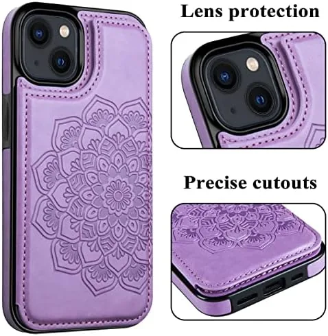 Another view of the MMHUO for iPhone 14 Case with Card Holder, Flower Magnetic